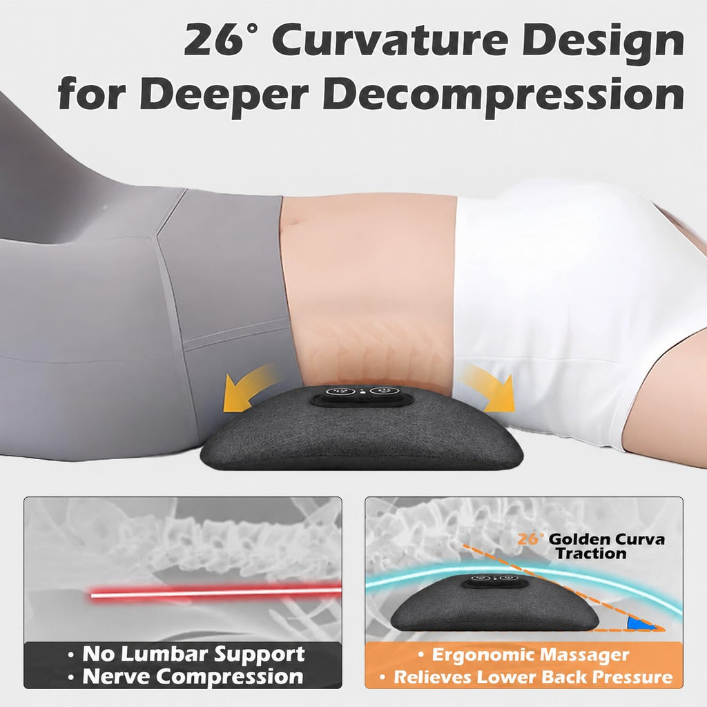 3-in-1 Lumbar Back Massager Traction Heated Vibration Back Stretcher Support