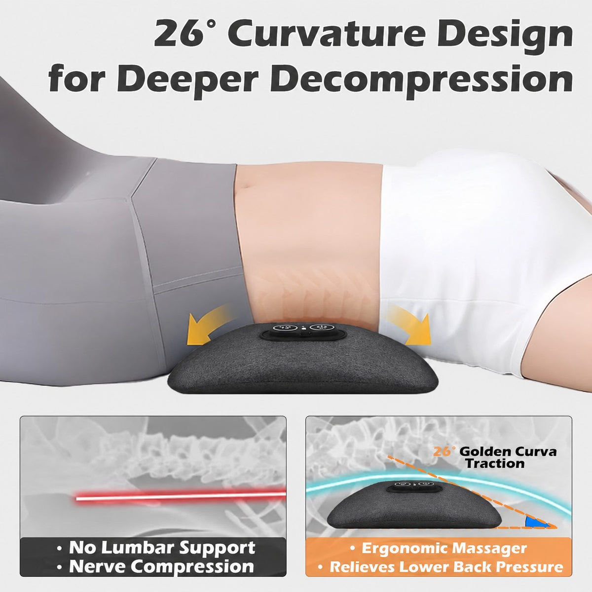 3-in-1 Lumbar Back Massager Traction Heated Vibration Back Stretcher Support