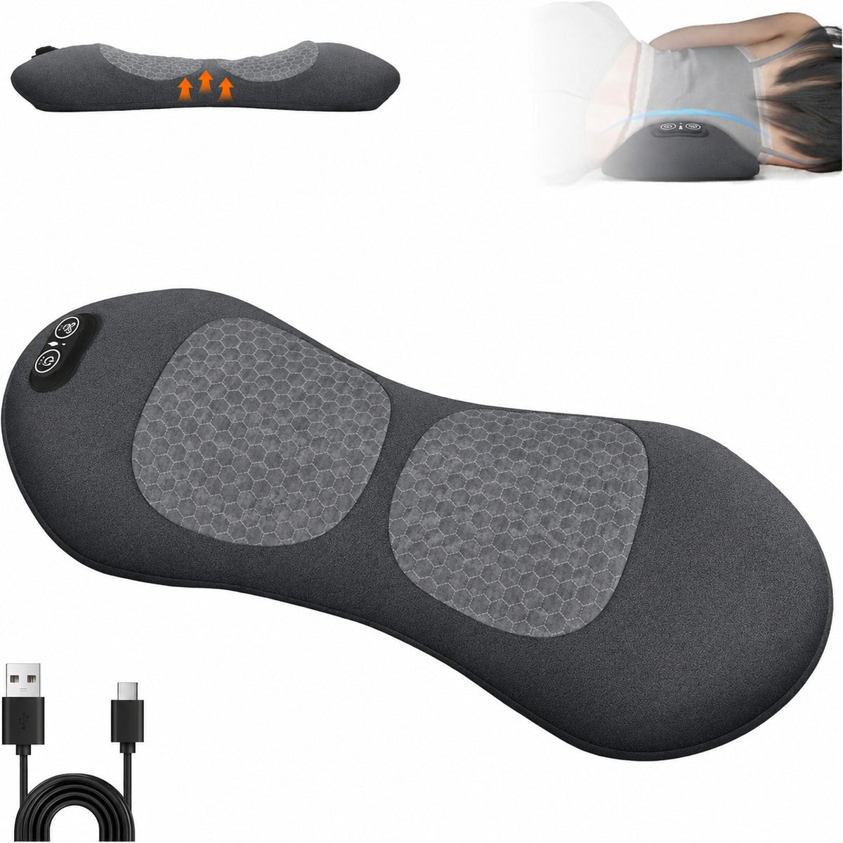 3-in-1 Lumbar Back Massager Traction Heated Vibration Back Stretcher Support