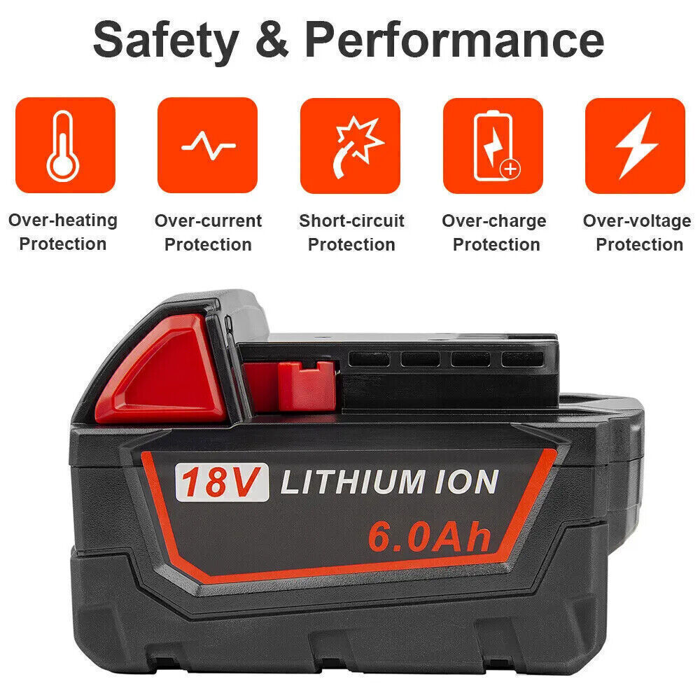 2X Milwaukee M18 Battery compatible Replacement 18V 6.0Ah