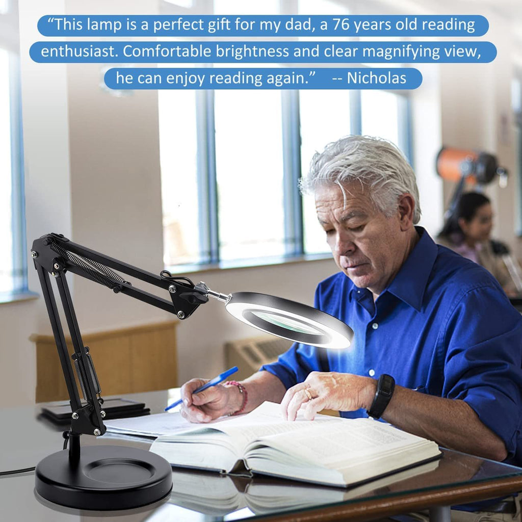10X Magnifying Lamp with Light LED 2-in-1 Desk Lamp and Clamp Magnifier