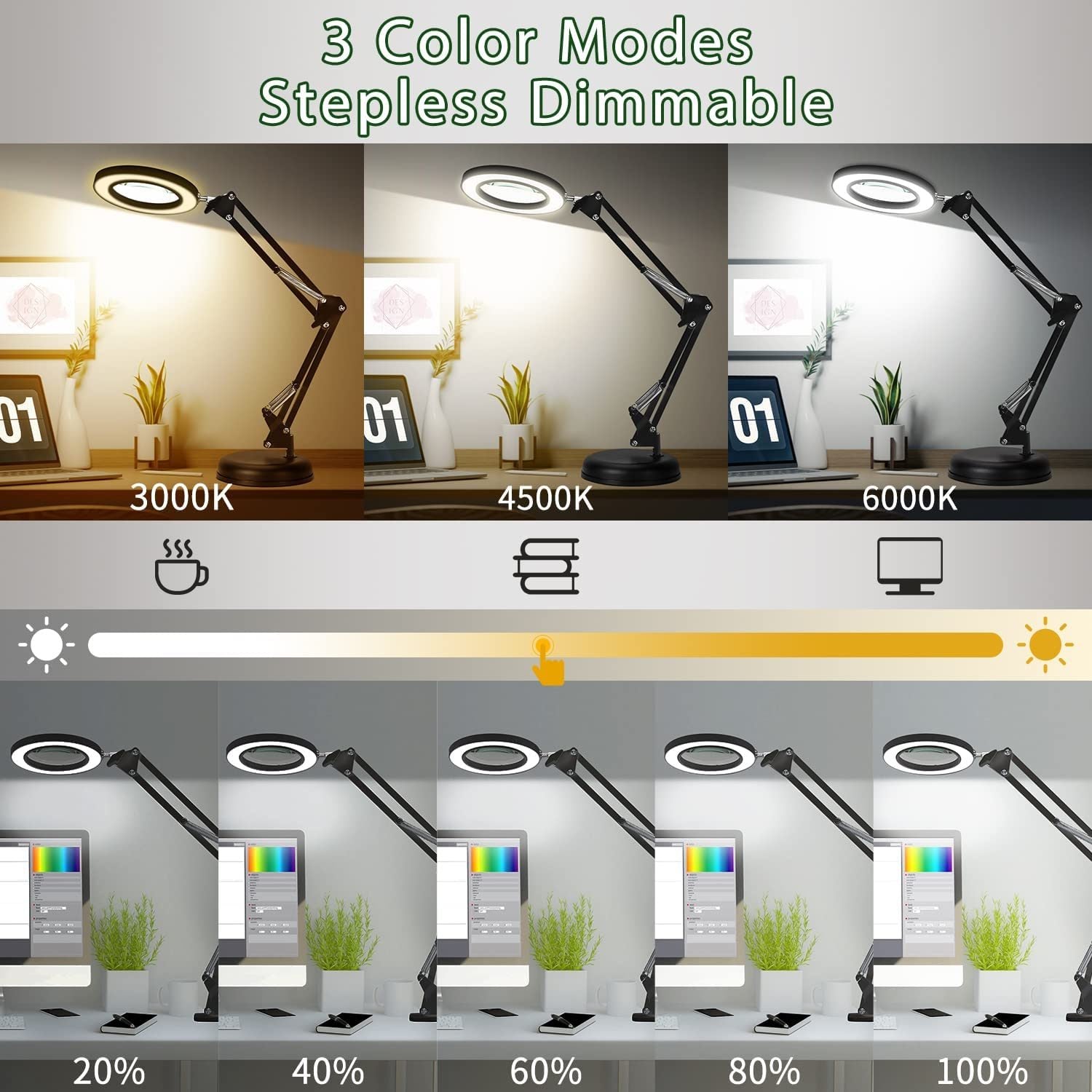 10X Magnifying Lamp with Light LED 2-in-1 Desk Lamp and Clamp Magnifier
