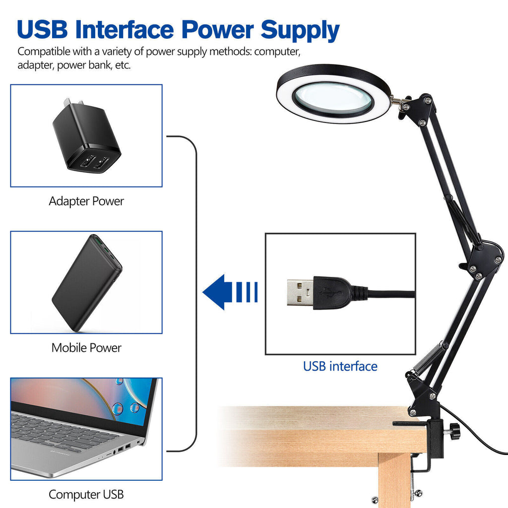 10X Magnifying Lamp with Light LED 2-in-1 Desk Lamp and Clamp Magnifier