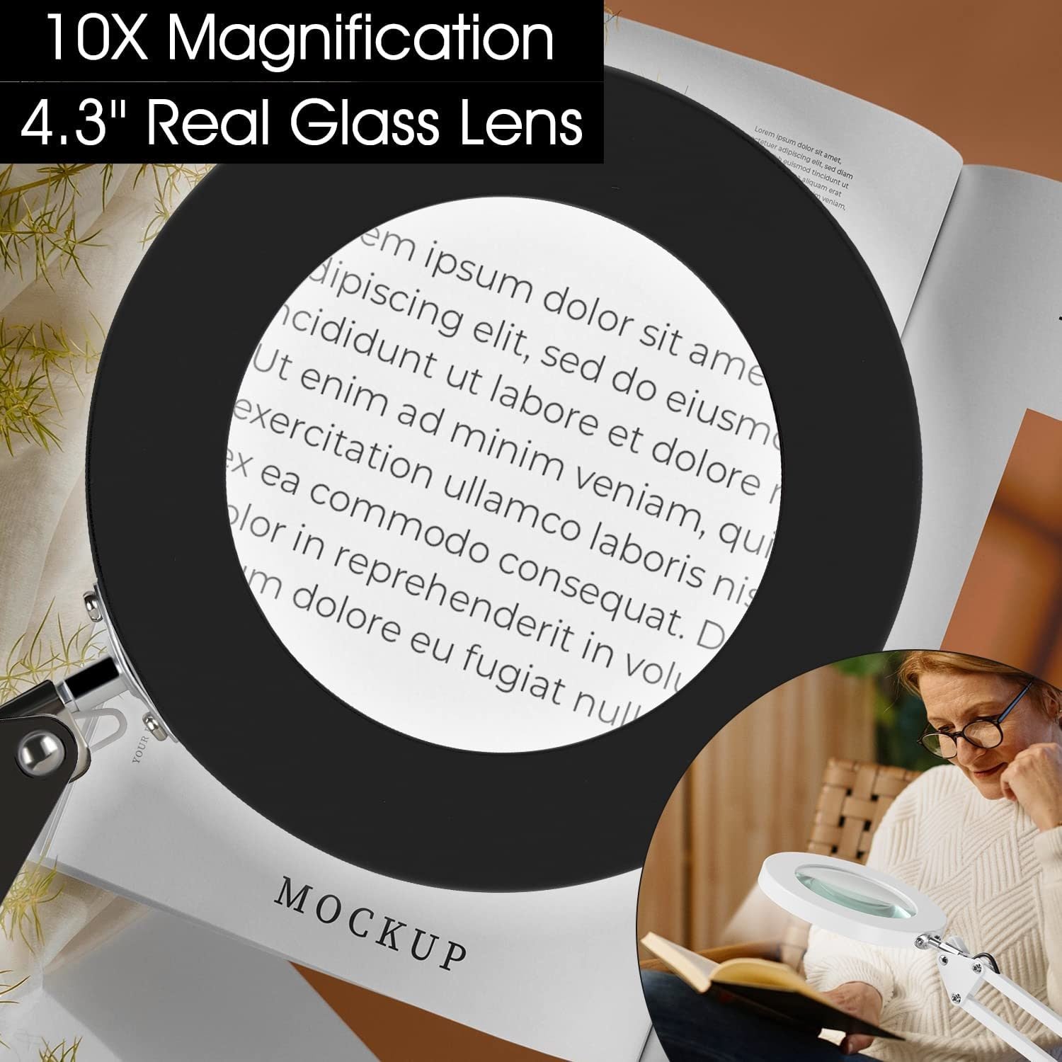 10X Magnifying Lamp with Light LED 2-in-1 Desk Lamp and Clamp Magnifier