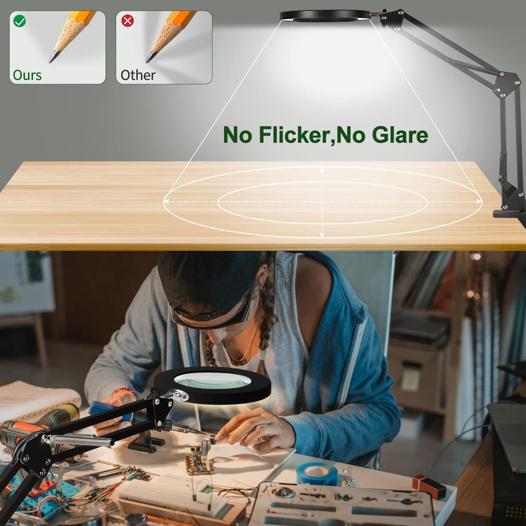 10X Magnifying Lamp with Light LED 2-in-1 Desk Lamp and Clamp Magnifier