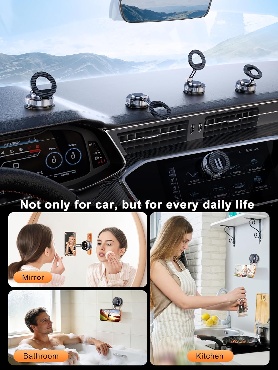 MagSafe Compatible Suction Car Phone Mount