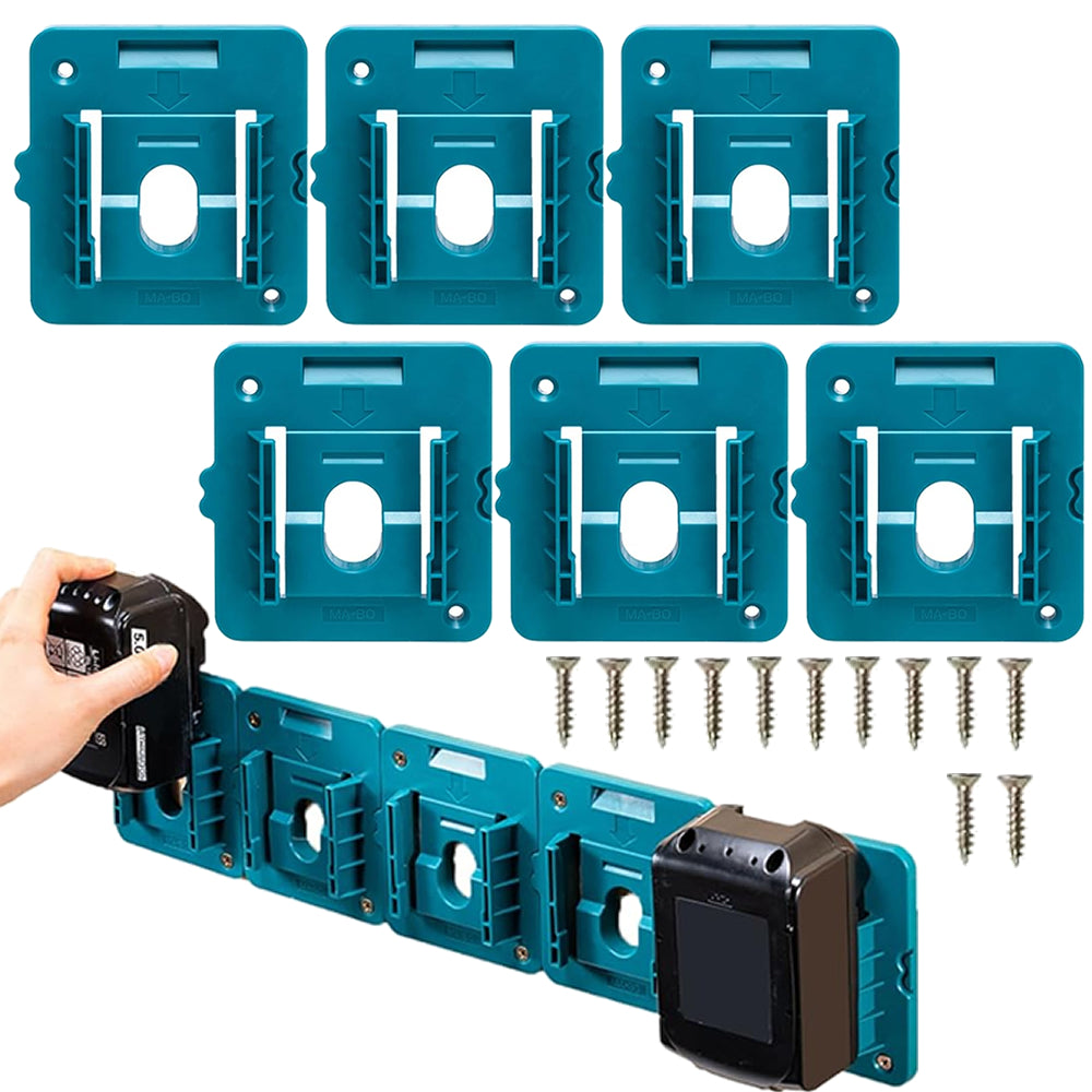 6Pcs Wall Mounted Battery Holders Compatible with Makita 18V Batteries