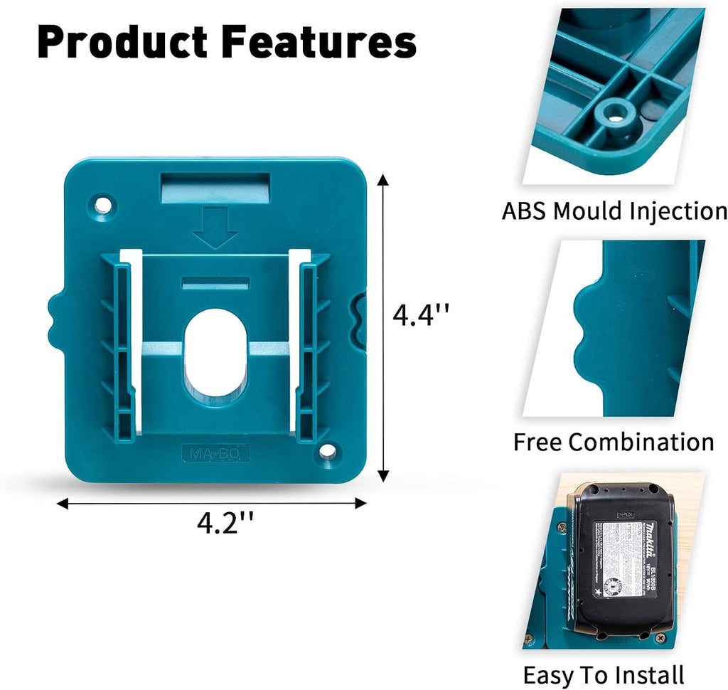 6Pcs Wall Mounted Battery Holders Compatible with Makita 18V Batteries