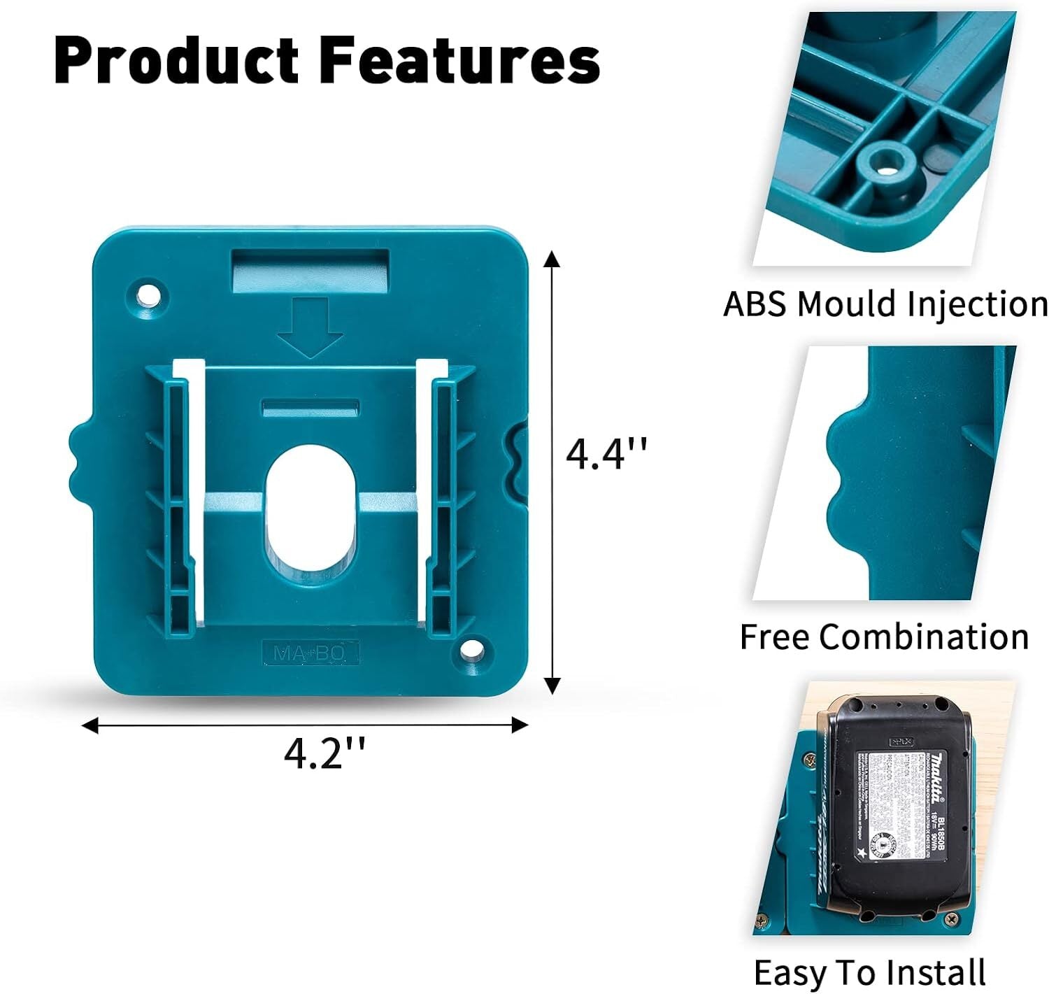 6Pcs Wall Mounted Battery Holders Compatible with Makita 18V Batteries