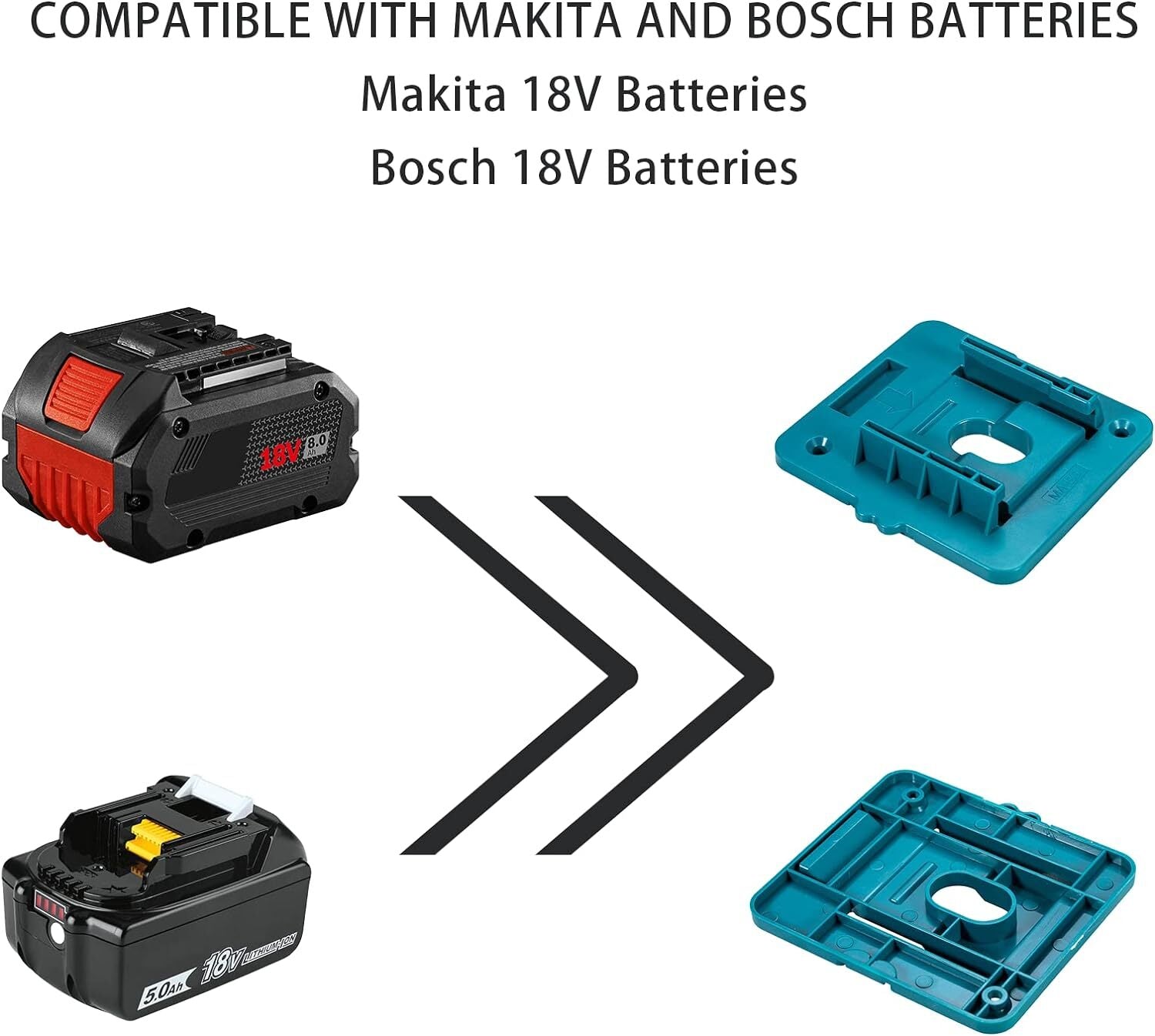 6Pcs Wall Mounted Battery Holders Compatible with Makita 18V Batteries