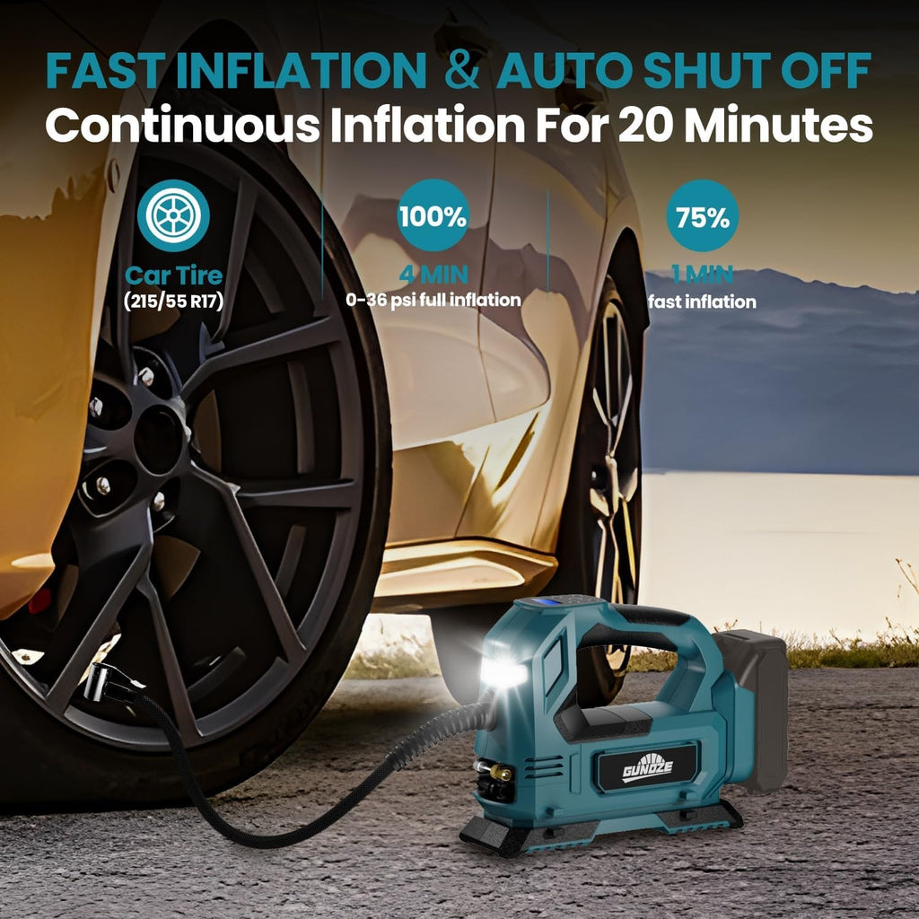 Cordless Tyre Inflator Air Compressor Compatible with Makita 18V Battery