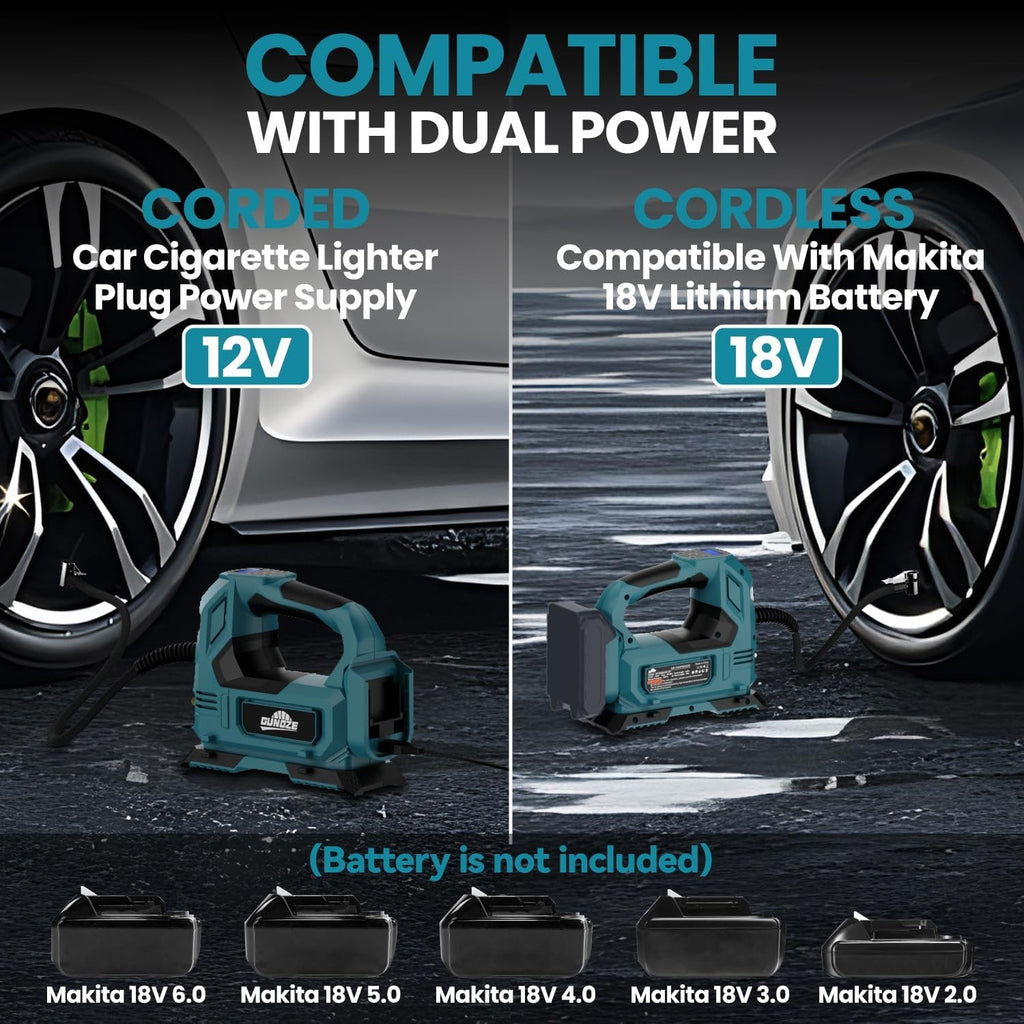 Cordless Tyre Inflator Air Compressor Compatible with Makita 18V Battery