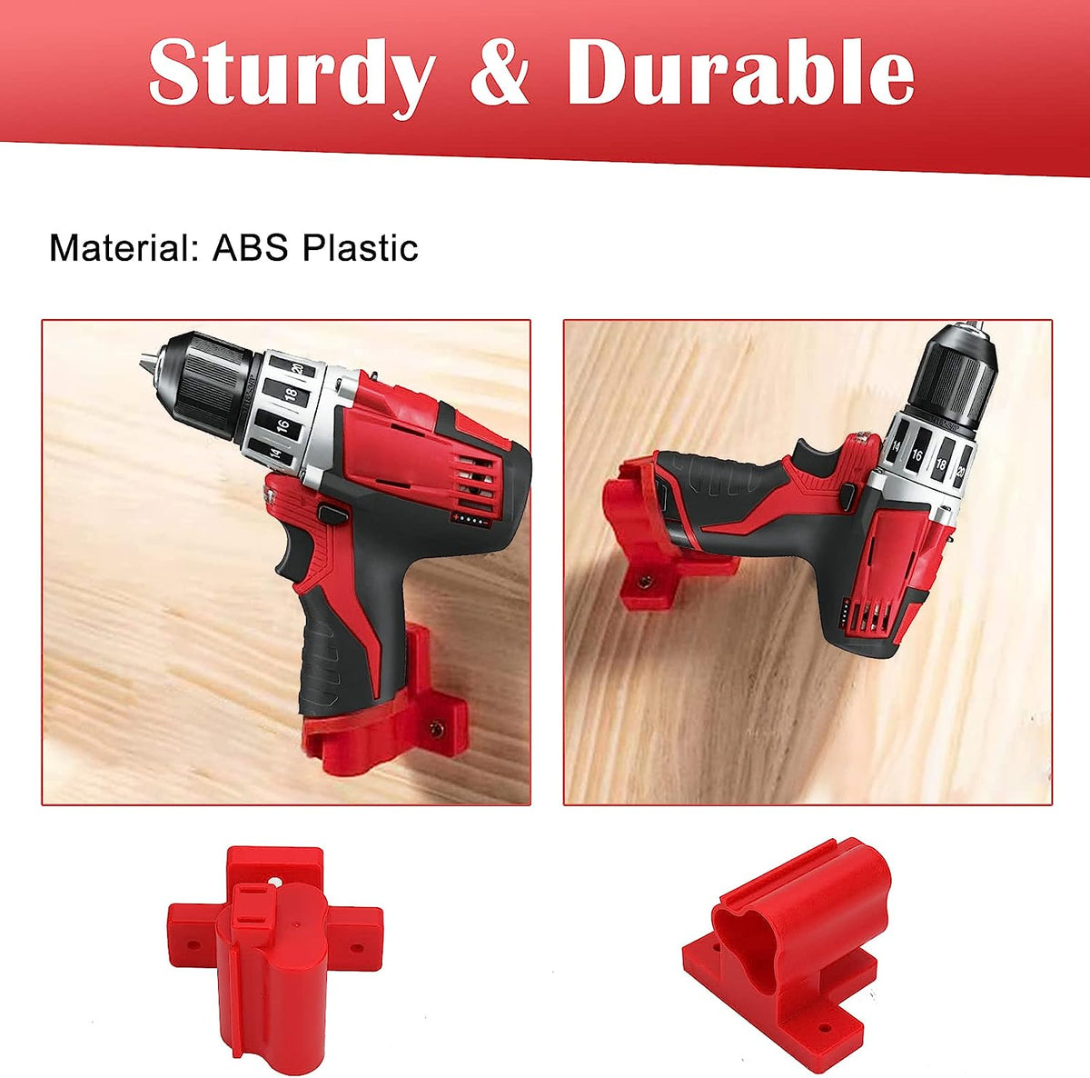 5Pcs Wall Mount Tool Holders for Milwaukee M12 [Red]