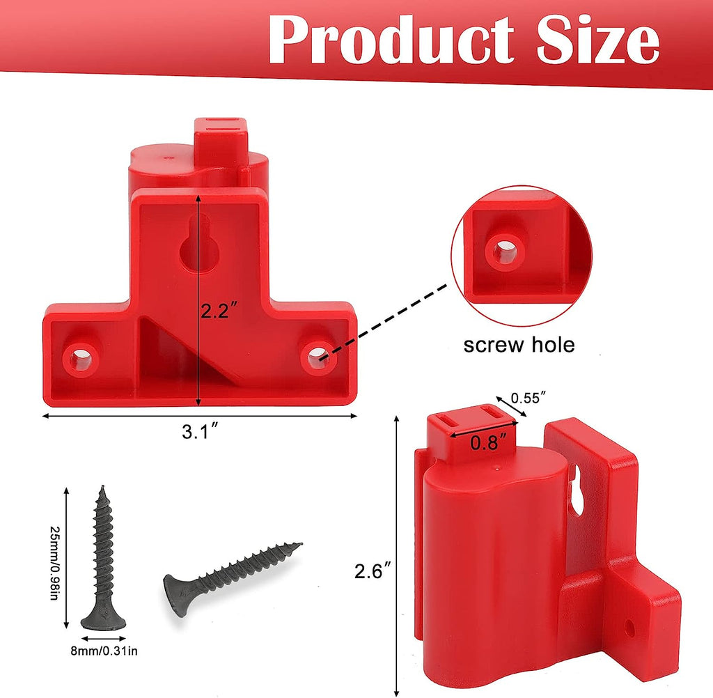 5Pcs Wall Mount Tool Holders for Milwaukee M12 [Red]