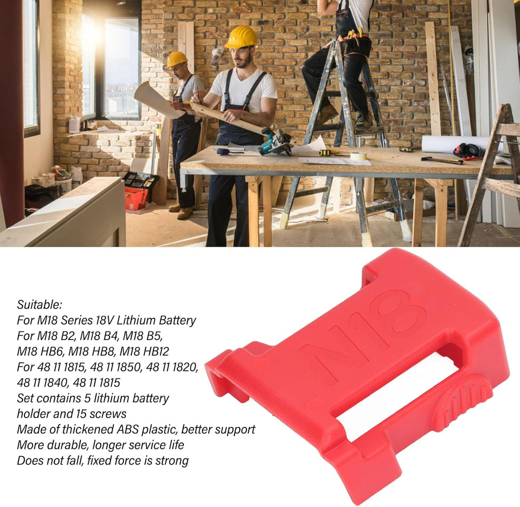 5 Pack Battery Holder Wall Mount Storage Rack for Milwaukee 18V Batteries