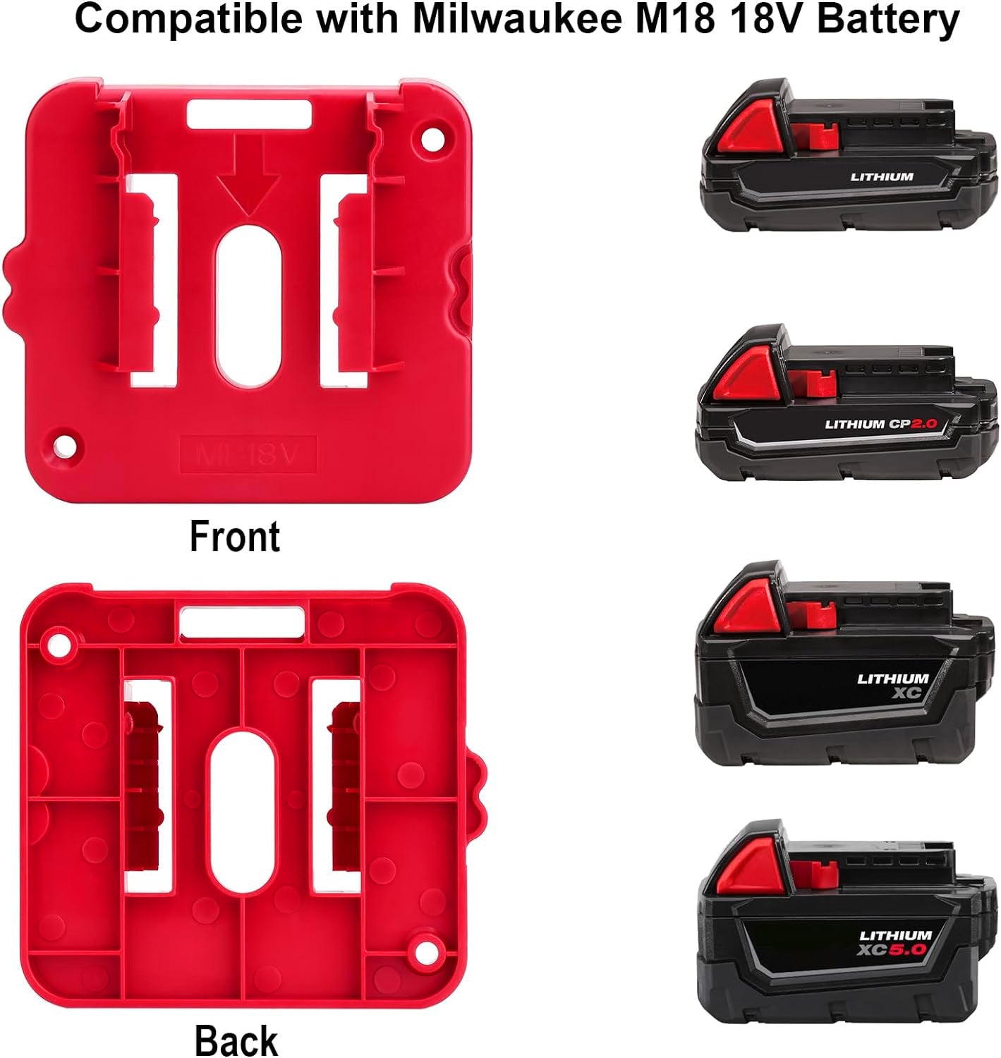 6Pcs Wall Mount Battery Holders for Milwaukee M18 [Red]