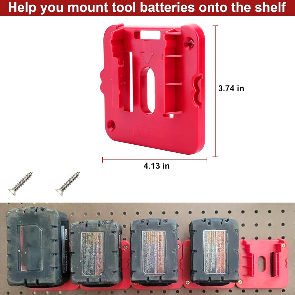 6Pcs Wall Mount Battery Holders for Milwaukee M18 [Red]