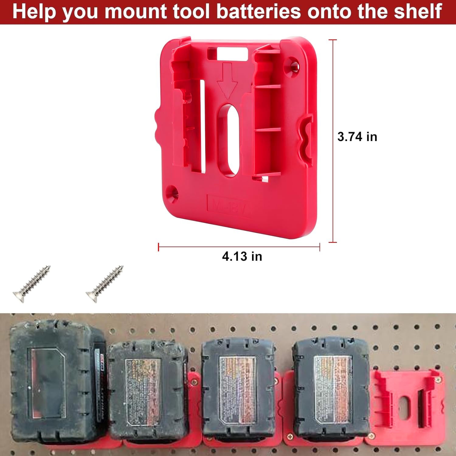 6Pcs Wall Mount Battery Holders for Milwaukee M18 [Red]