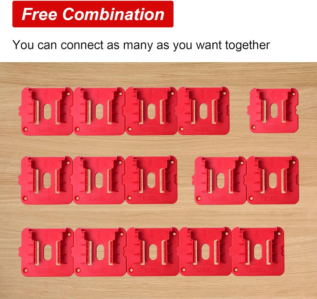 6Pcs Wall Mount Battery Holders for Milwaukee M18 [Red]