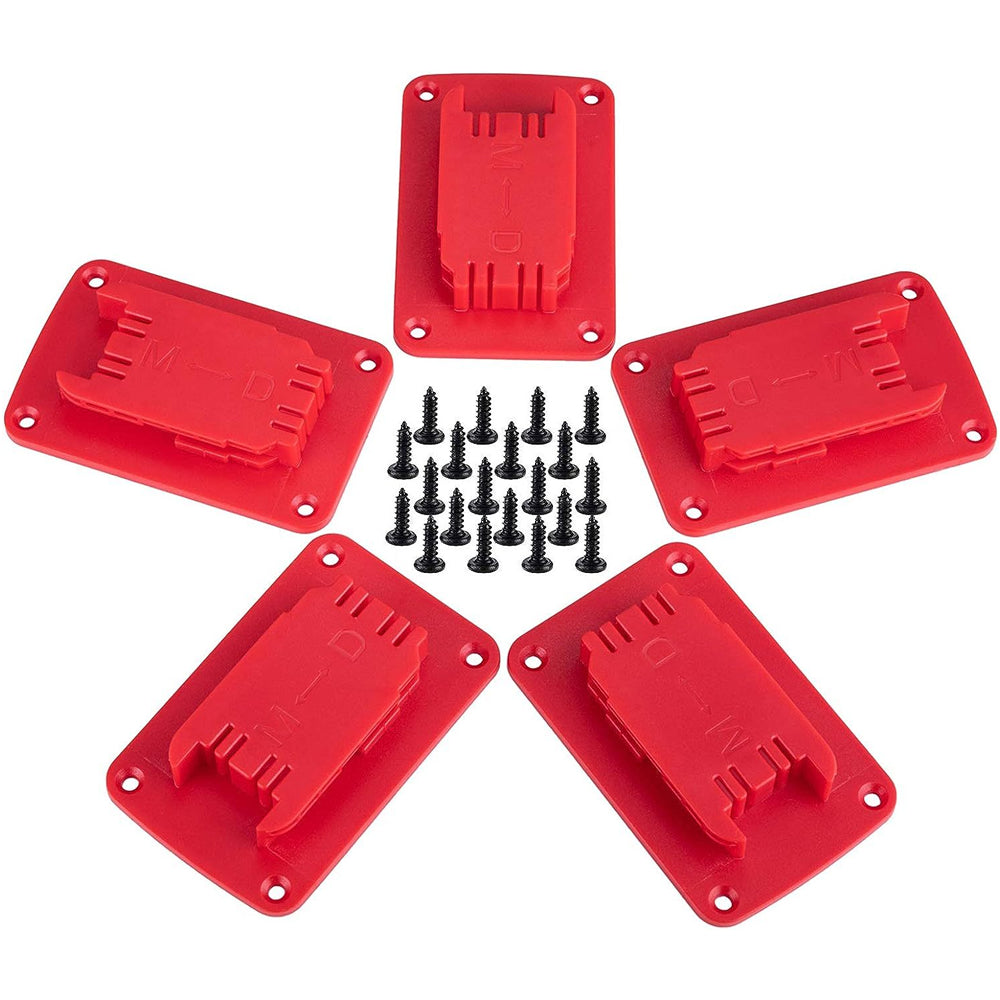 5Pcs Wall Mount Tool Holders for DeWalt 20V Milwaukee M18 [Red]
