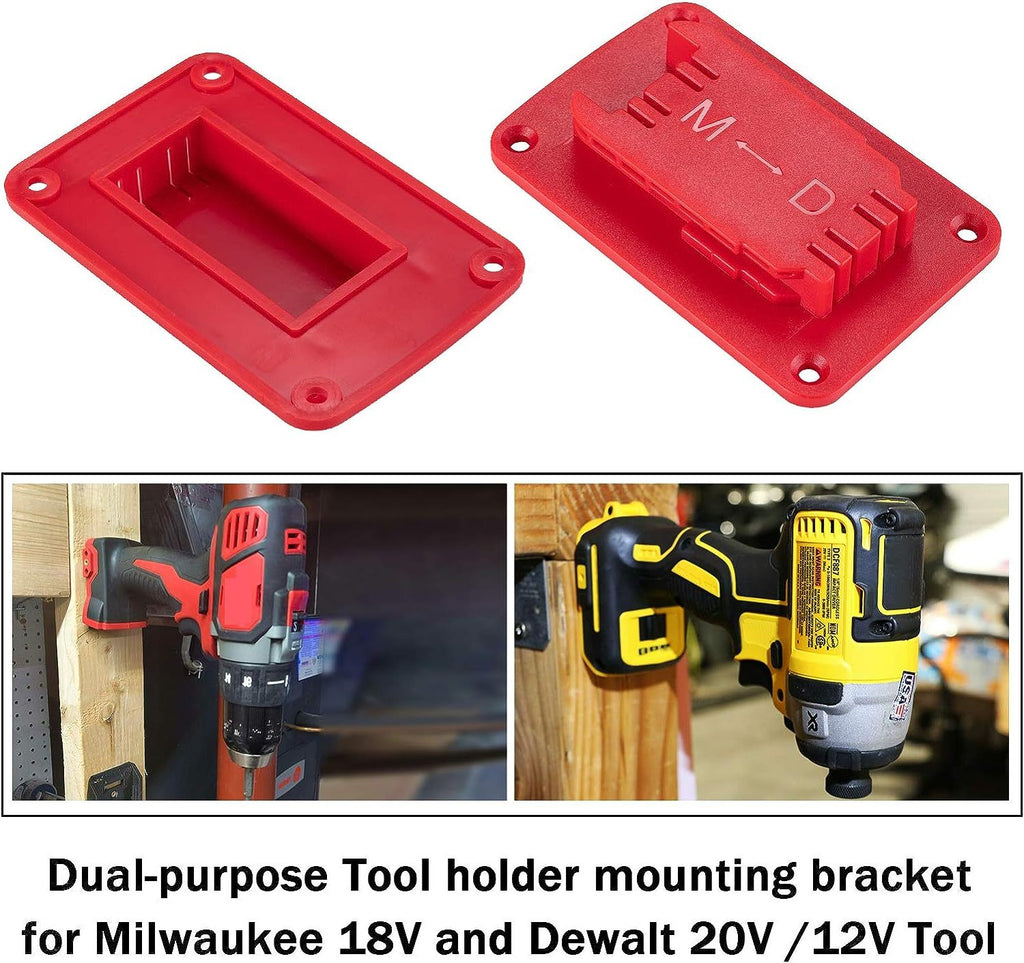 5Pcs Wall Mount Tool Holders for DeWalt 20V Milwaukee M18 [Red]