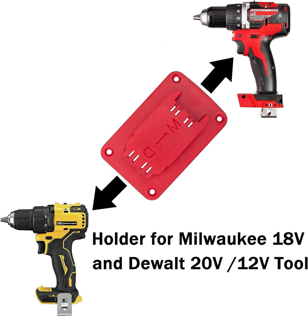 5Pcs Wall Mount Tool Holders for DeWalt 20V Milwaukee M18 [Red]