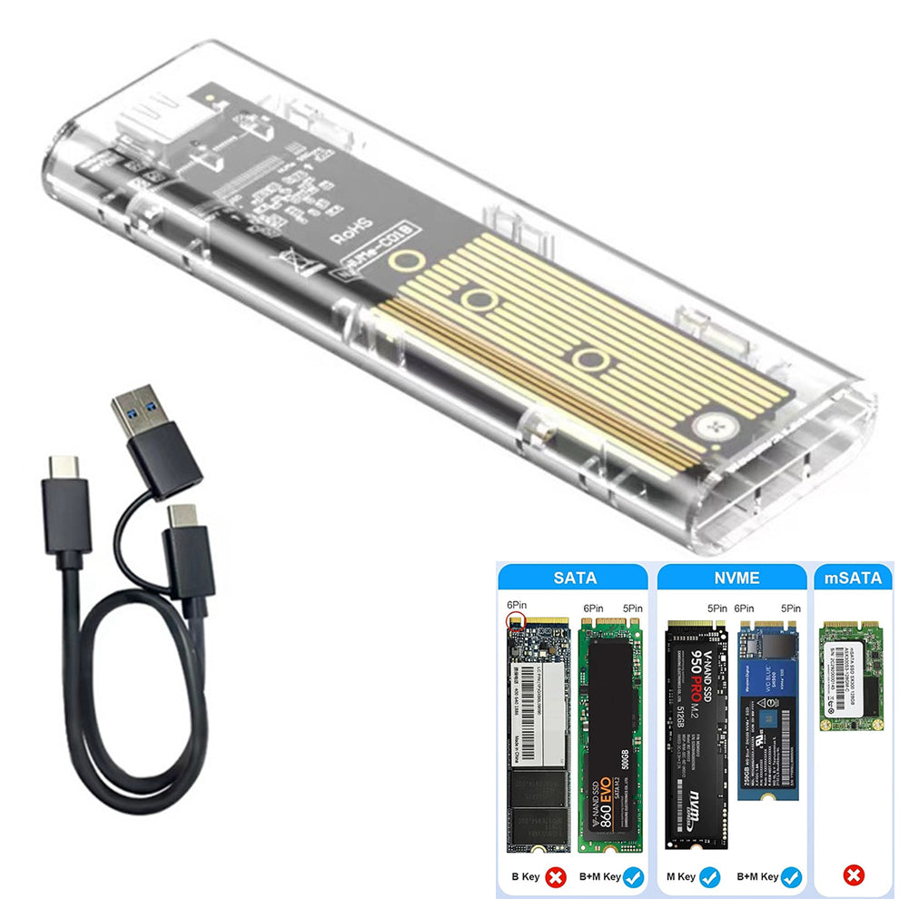 M.2 NVME SATA 10Gbps SSD Hard Drive Enclosure