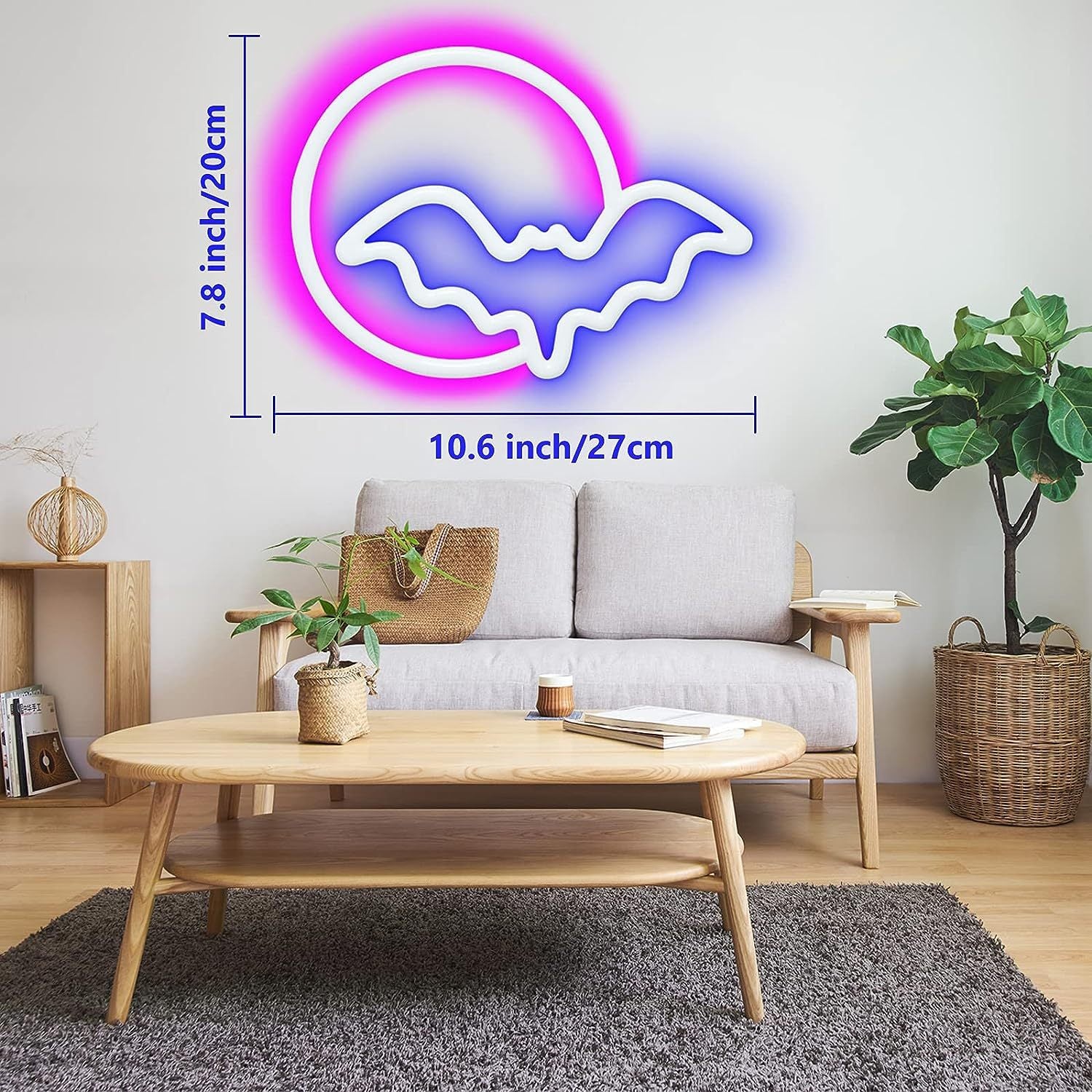 Neon Sign Light Bat LED Neon Light LED Neon Sign Light Battery Powered USB Party Decoration Light Home Decoration