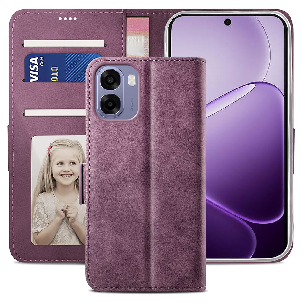 Oppo A6X 2026 Wallet Case Shockproof Full Body Protective Card Cover WINE RED