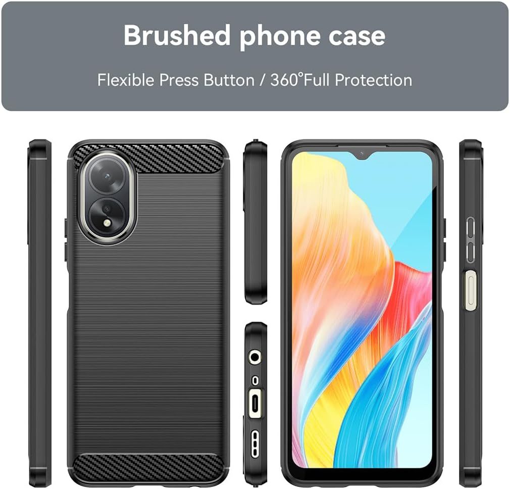 Oppo A18 Slim Fit Case Tough Gel TPU Rubber Cover BLACK