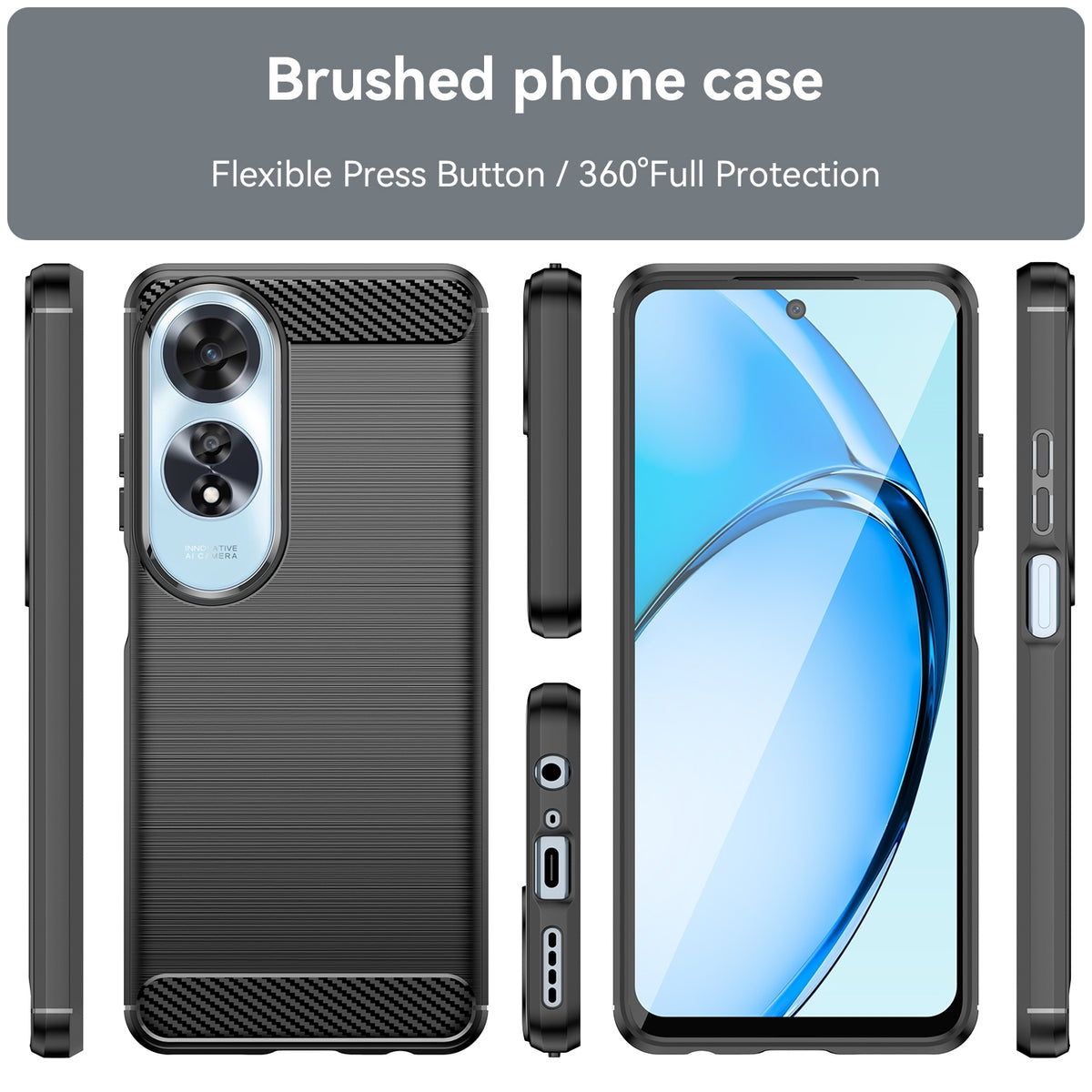 Oppo A60 4G Slim Fit Case Tough Gel TPU Rubber Cover BLACK