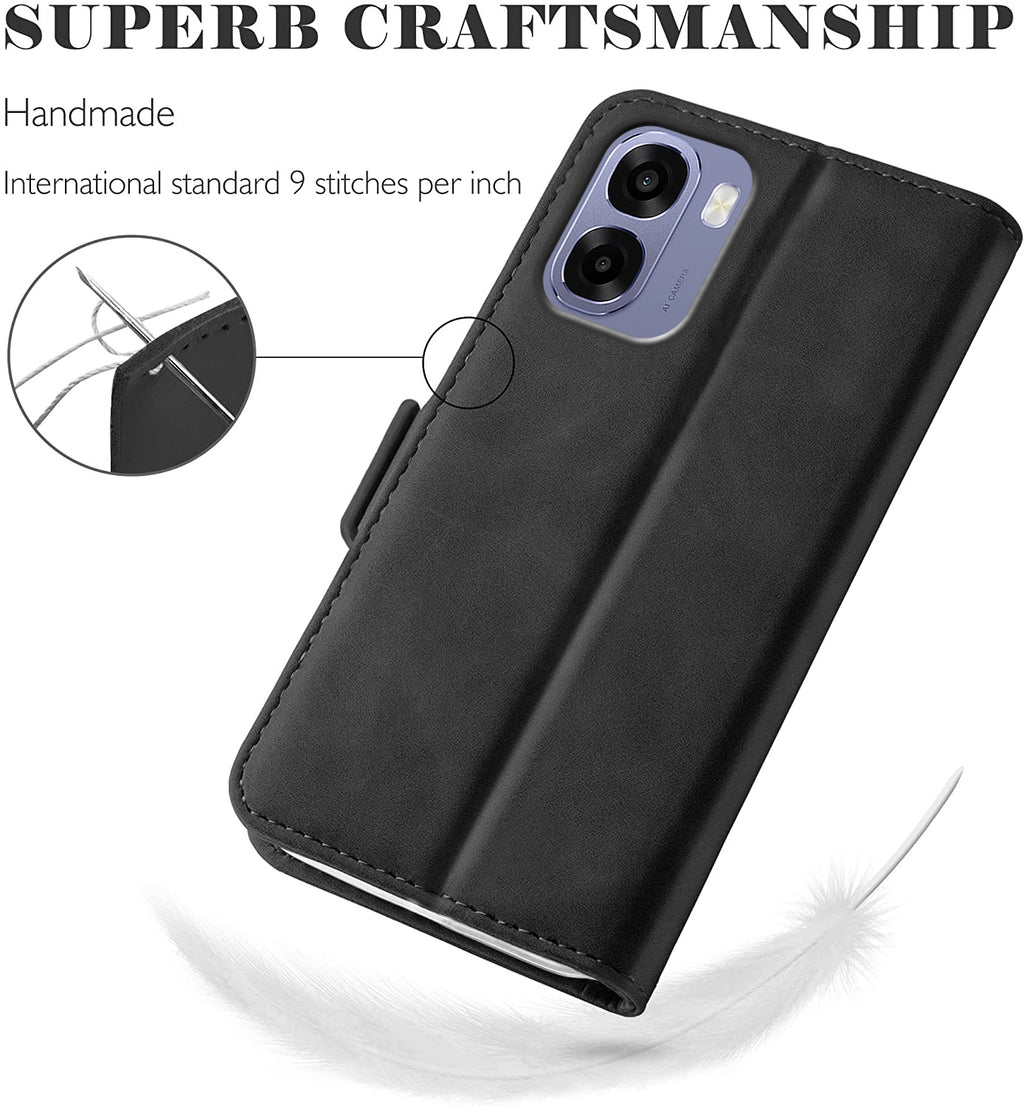 Oppo A6X 2026 Wallet Case Shockproof Full Body Protective Card Cover BLACK