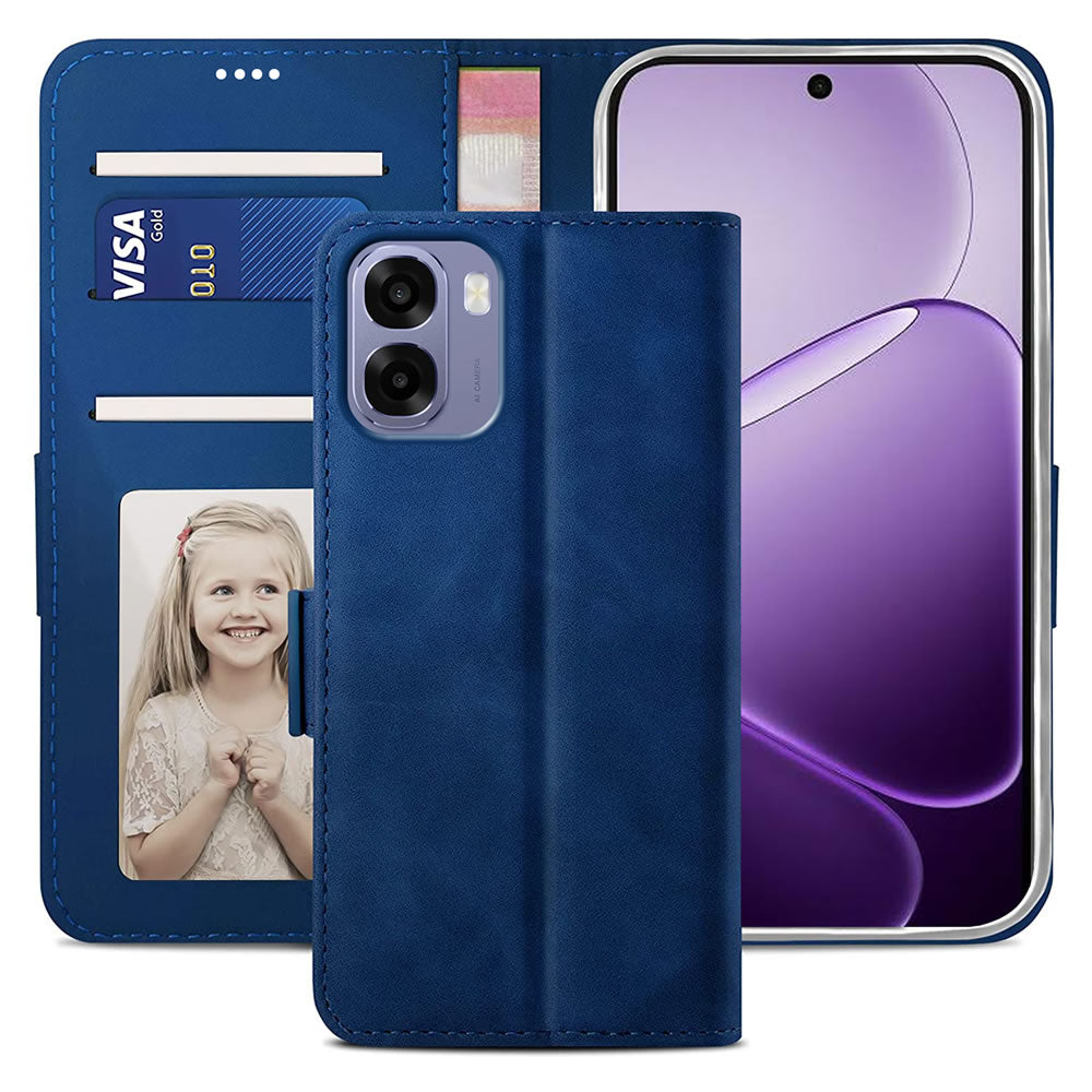 Oppo A6X 2026 Wallet Case Shockproof Full Body Protective Card Cover BLUE
