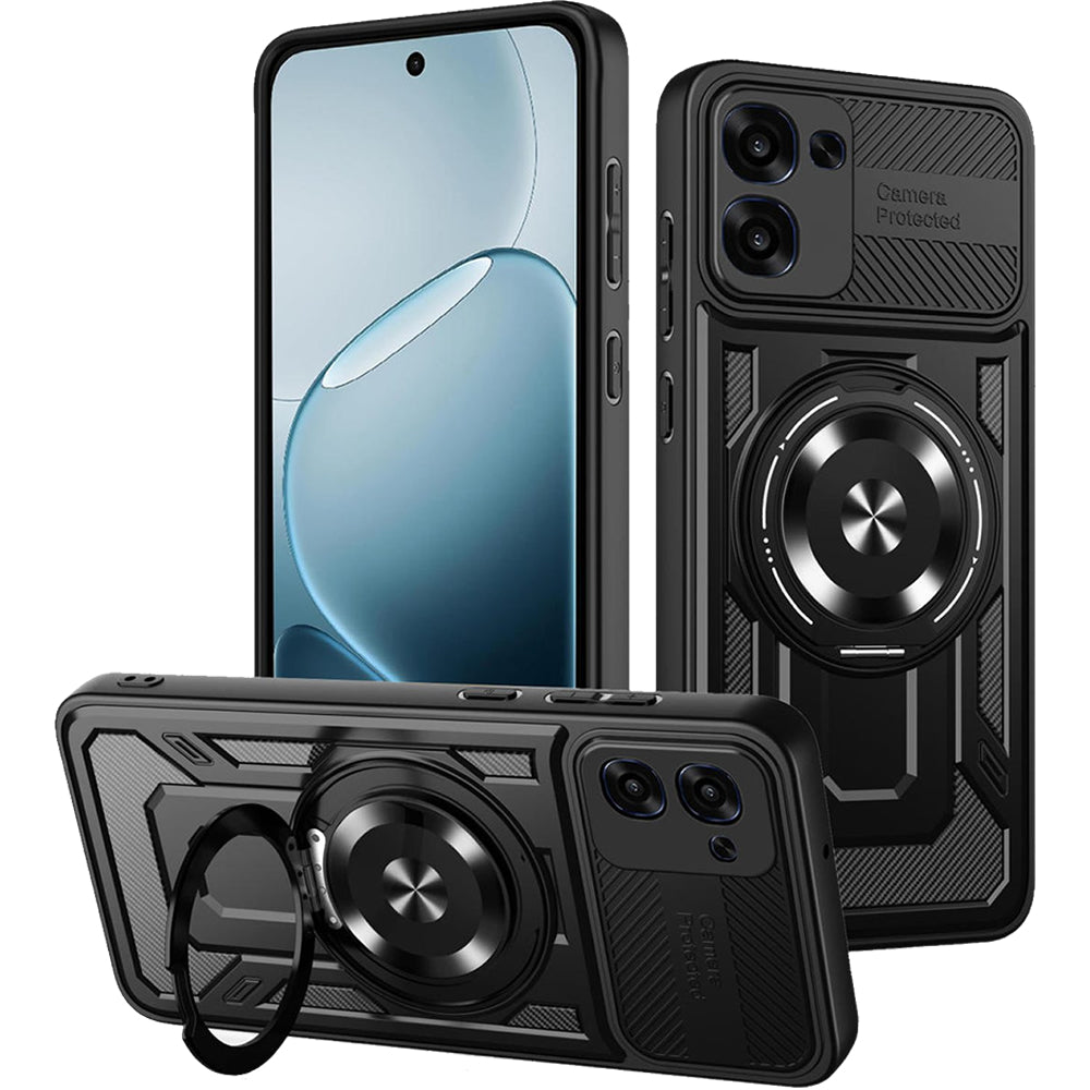 Oppo A6X 2026 MagSafe Magnetic Ring Case Kickstand Hybrid Cover BLACK
