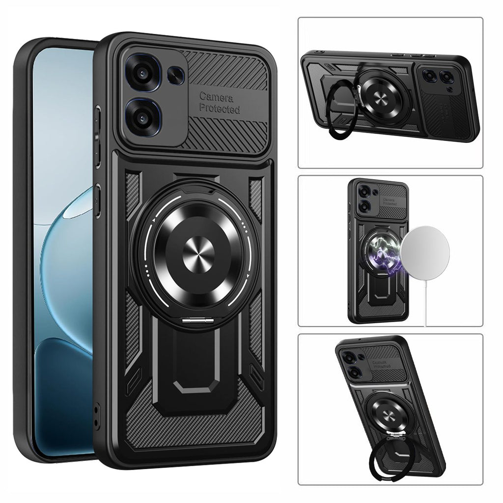 Oppo A6X 2026 MagSafe Magnetic Ring Case Kickstand Hybrid Cover BLACK