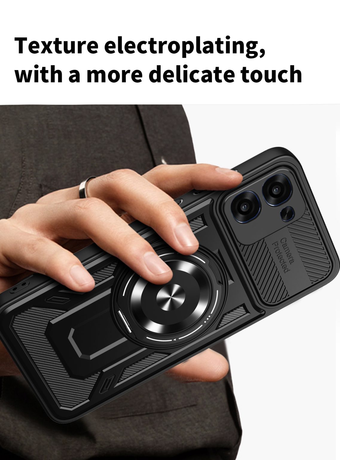 Oppo A6X 2026 MagSafe Magnetic Ring Case Kickstand Hybrid Cover BLACK
