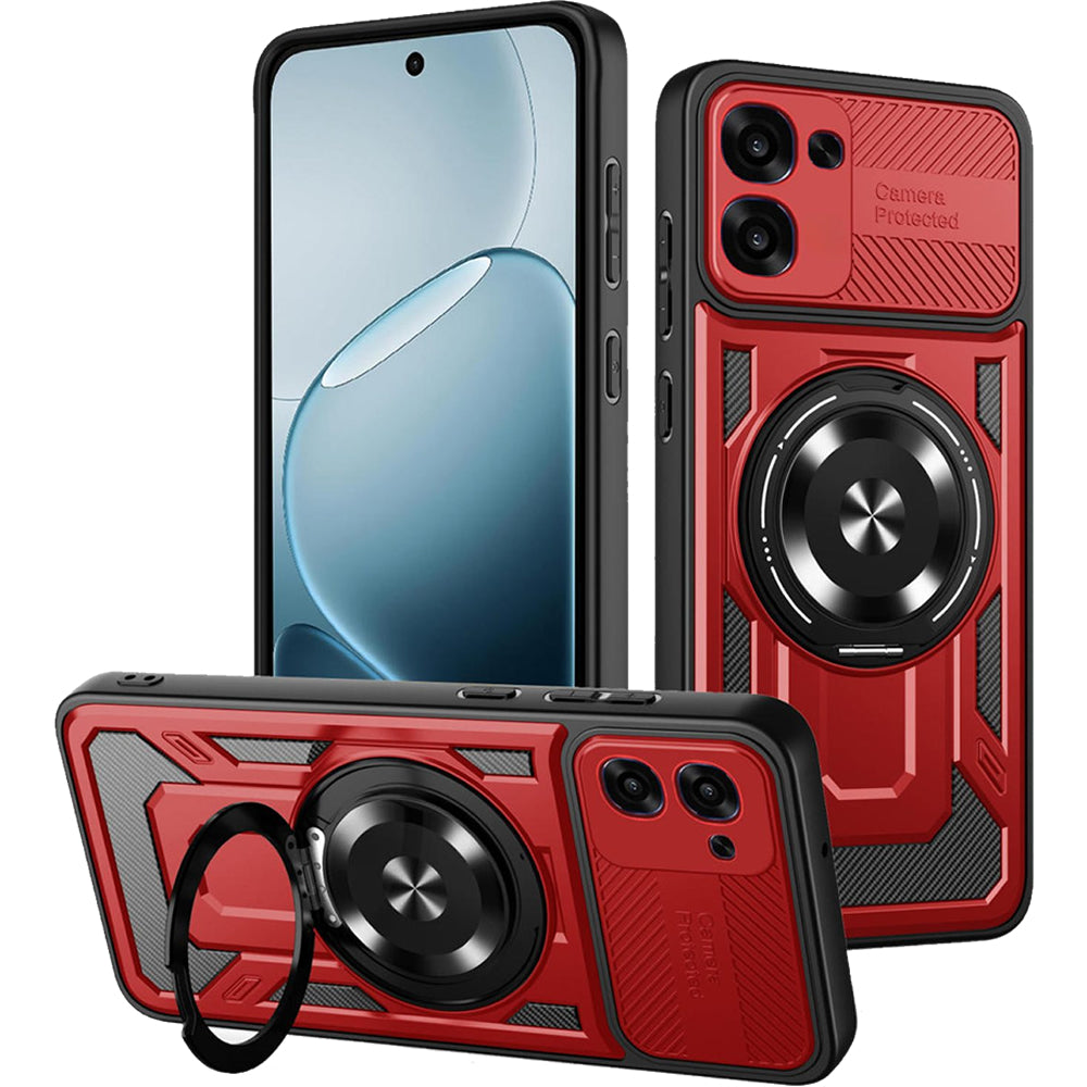 Oppo A6X 2026 MagSafe Magnetic Ring Case Kickstand Hybrid Cover RED