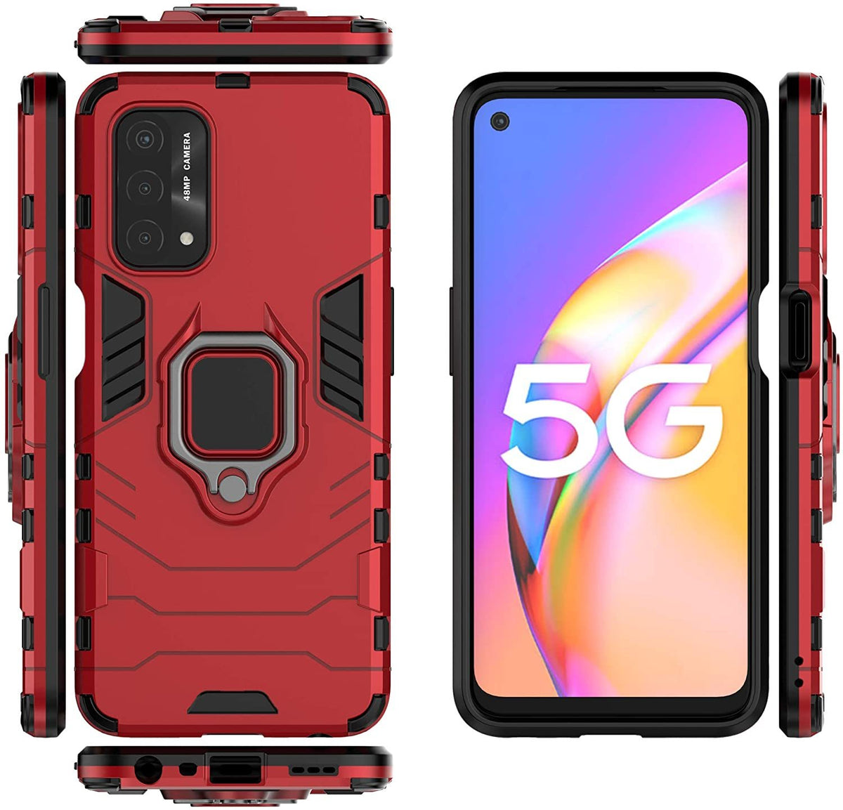 Oppo A54 5G Rugged Tough Case Shockproof Hybrid Cover RED