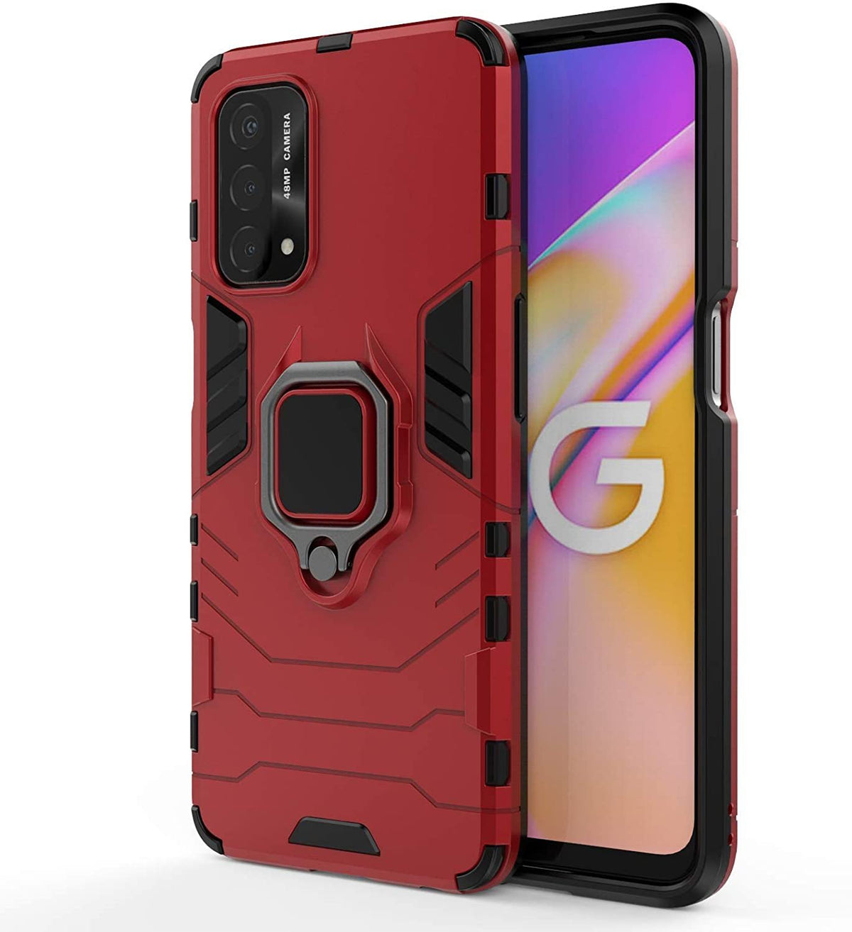 Oppo A54 5G Rugged Tough Case Shockproof Hybrid Cover RED
