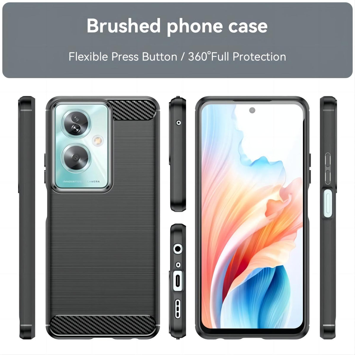 Oppo A79 Slim Fit Case Tough Gel TPU Rubber Cover BLACK