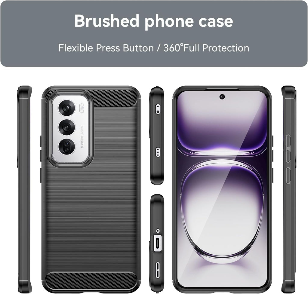 Oppo Reno 12 Slim Fit Case Tough Gel TPU Rubber Cover BLACK