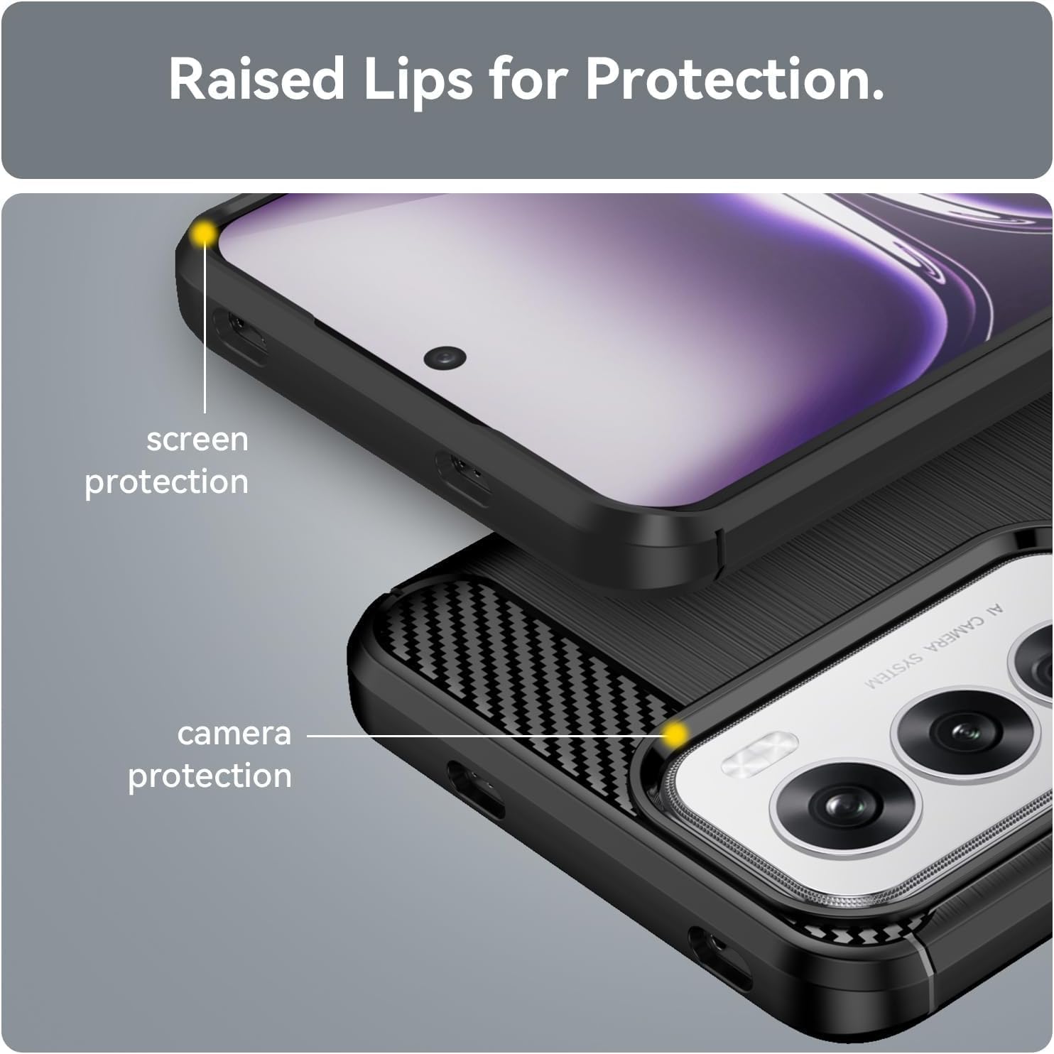Oppo Reno 12 Slim Fit Case Tough Gel TPU Rubber Cover BLACK