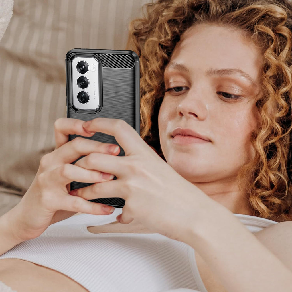 Oppo Reno 12 Slim Fit Case Tough Gel TPU Rubber Cover BLACK