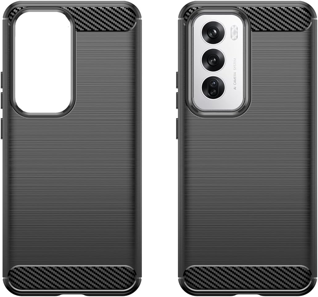 Oppo Reno 12 Slim Fit Case Tough Gel TPU Rubber Cover BLACK