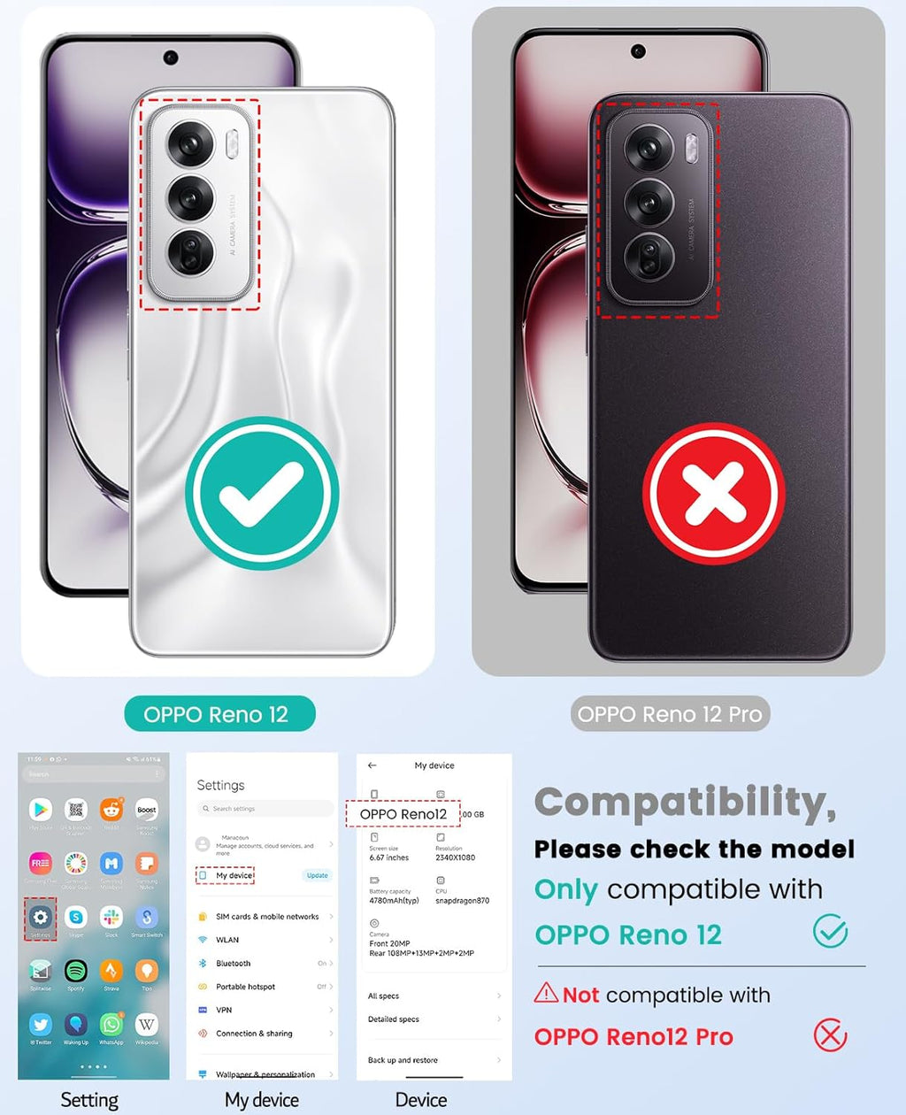 Oppo Reno 12 Slim Fit Case Tough Gel TPU Rubber Cover BLACK