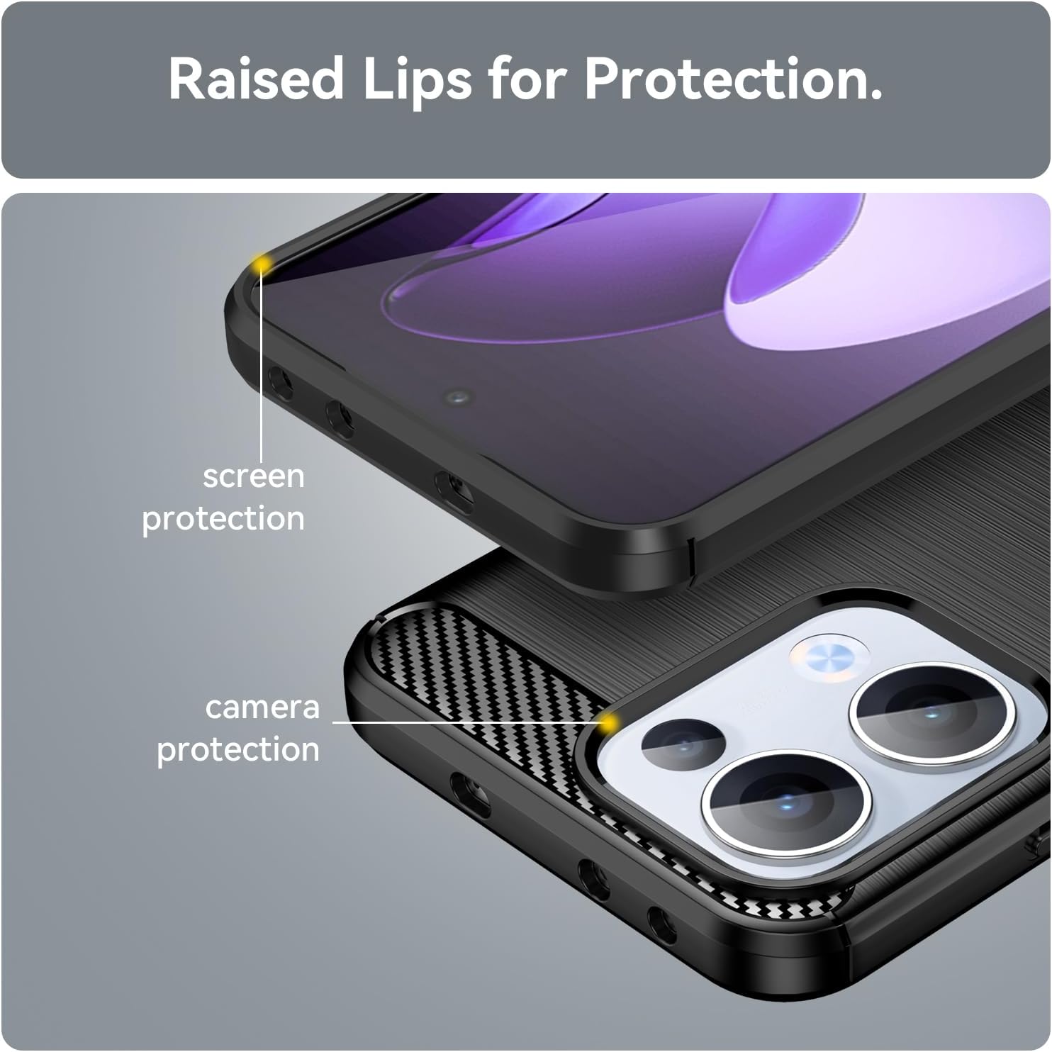 Oppo Reno 13 Slim Fit Case Tough Gel TPU Rubber Cover BLACK