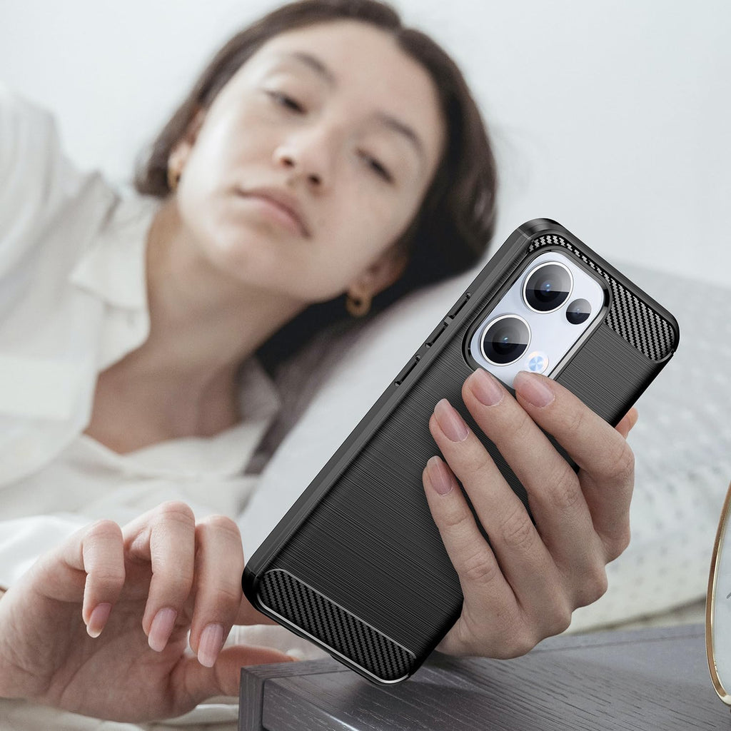 Oppo Reno 13 Slim Fit Case Tough Gel TPU Rubber Cover BLACK