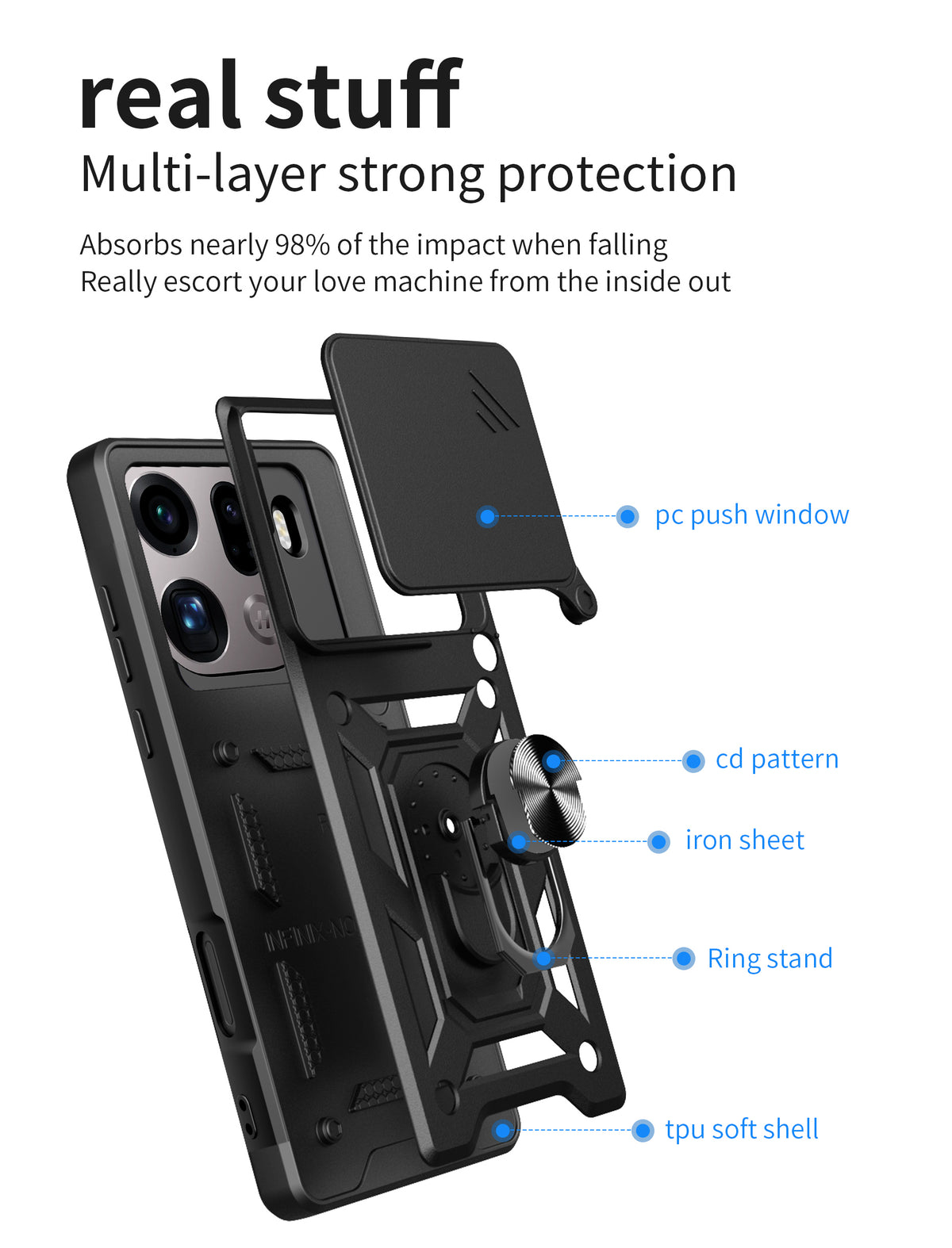 Oppo Find X9 Pro Tough Case Shockproof Kickstand Cover BLUE
