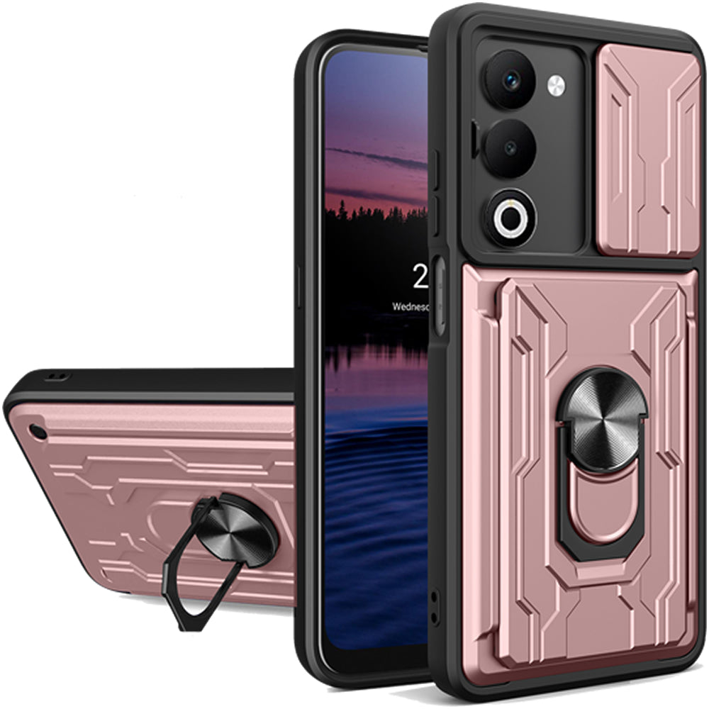 Oppo A5 2025 Rugged Shockproof Case Kickstand Card Cover PINK