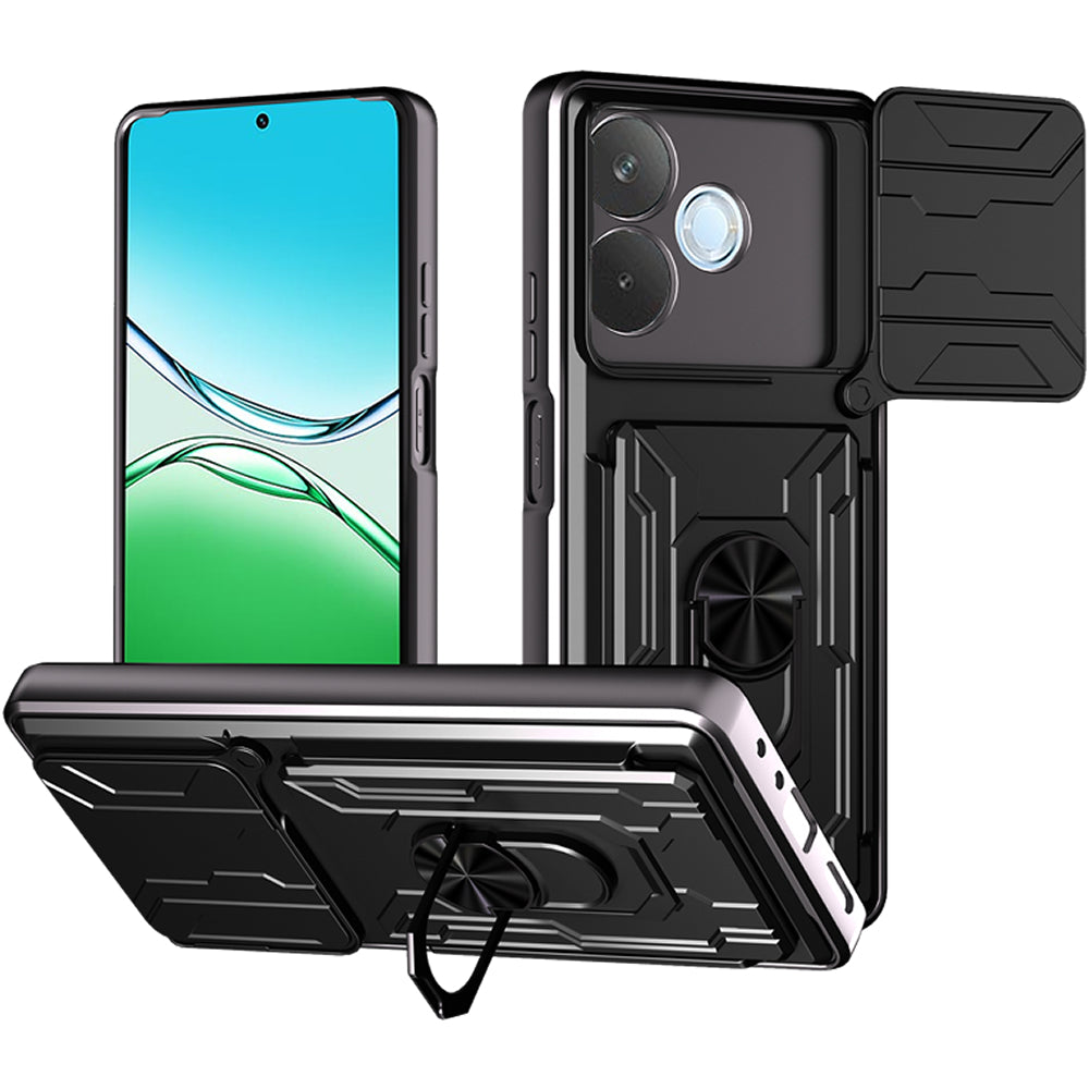 Oppo A5 Pro Rugged Shockproof Case Kickstand Card Cover BLACK